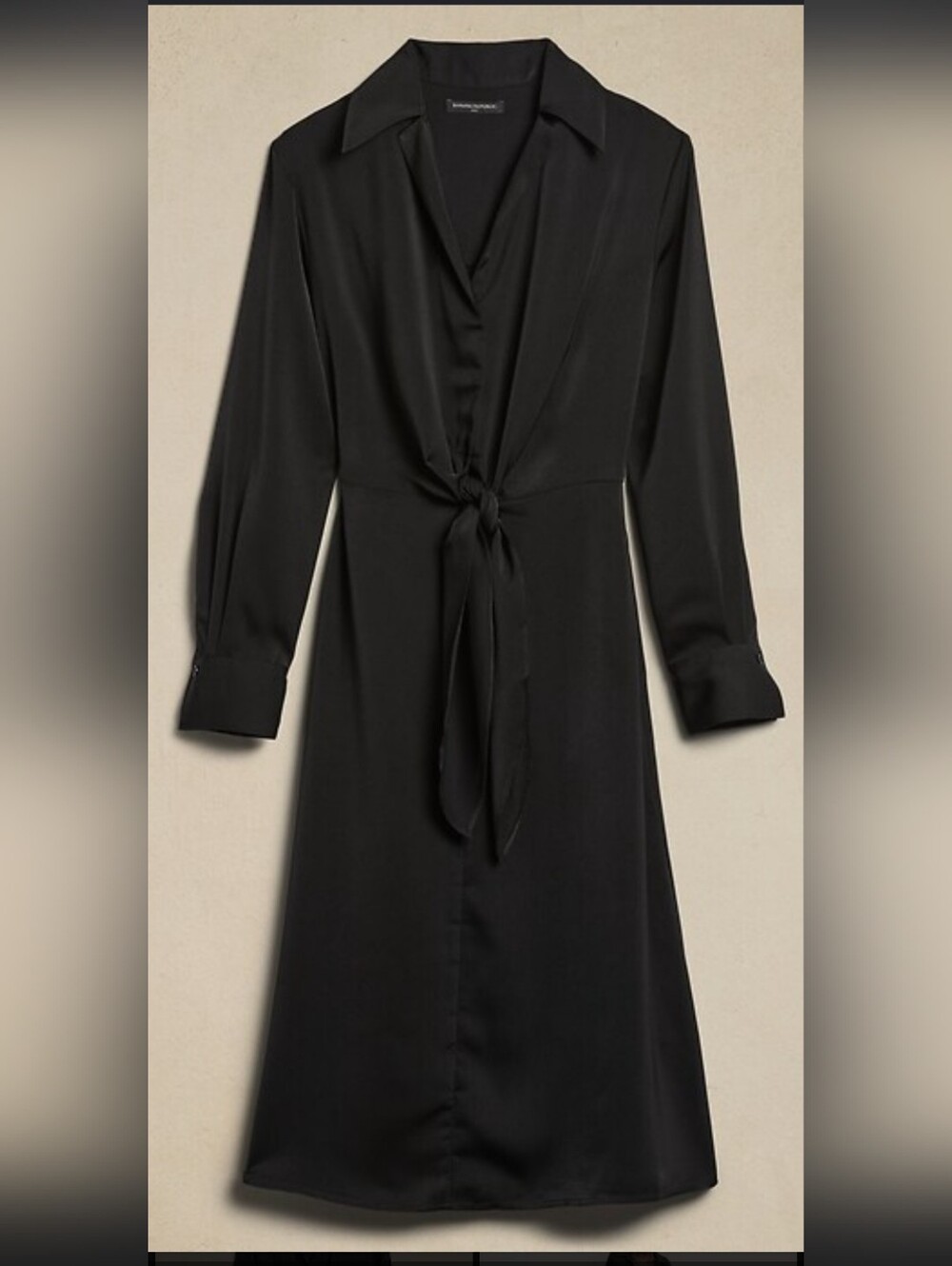 Banana Republic Black Tie-Front Long Sleeve Dress